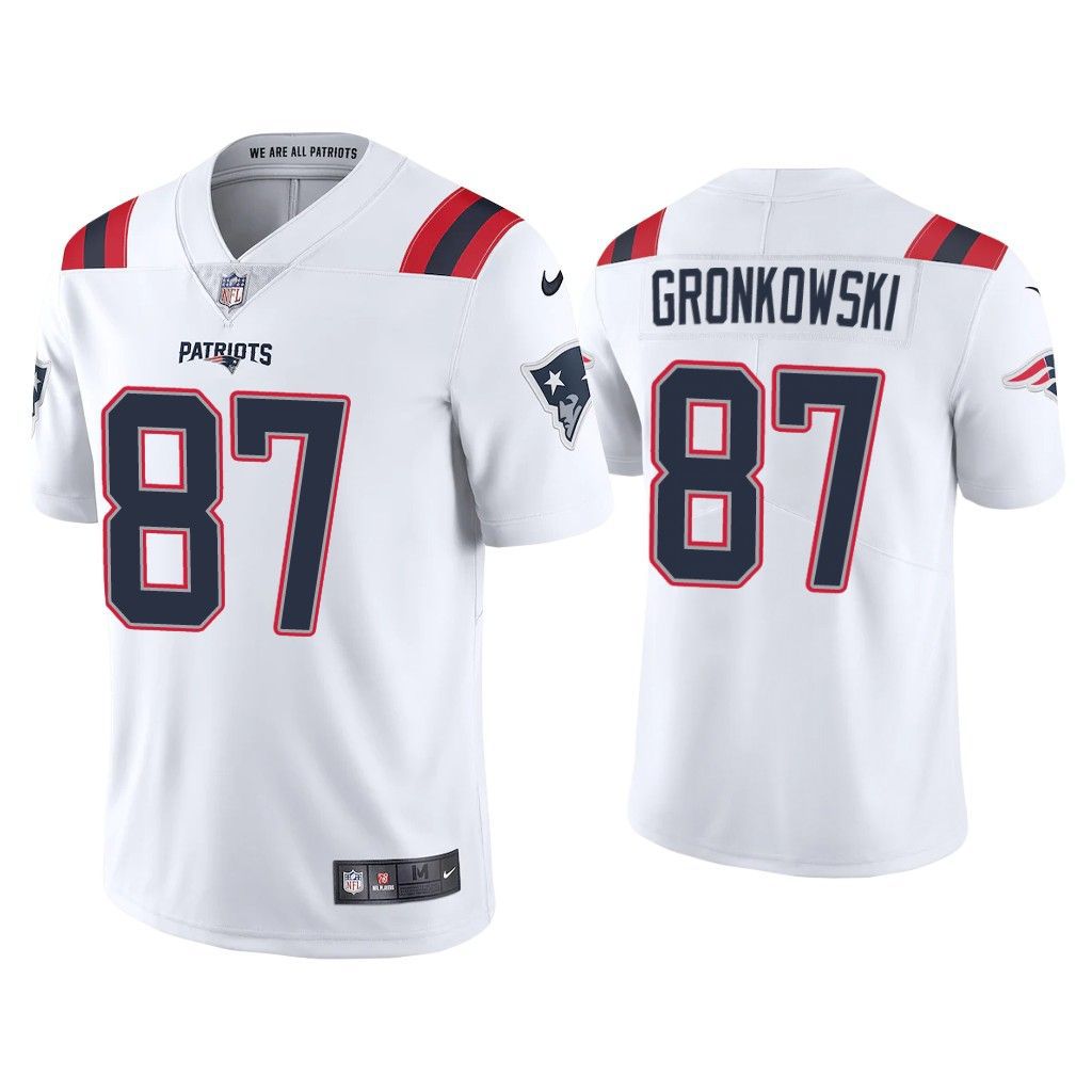 Men New England Patriots #87 Rob Gronkowski Nike White Vapor Limited NFL Jersey->new england patriots->NFL Jersey